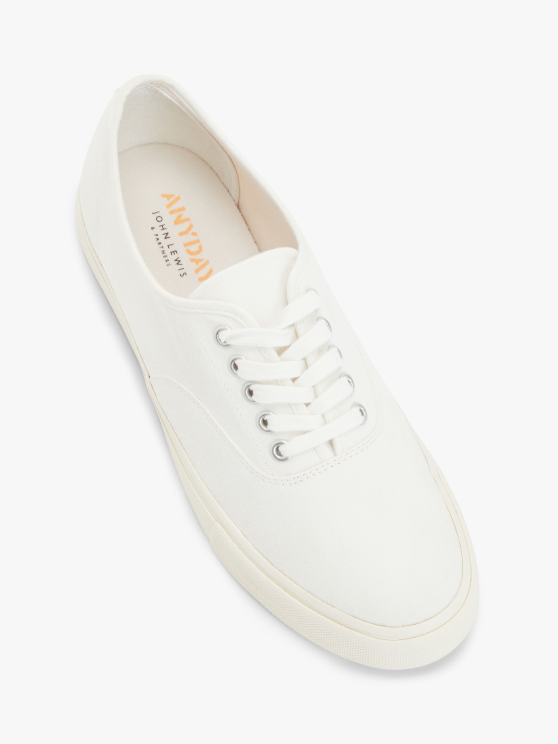 John Lewis ANYDAY Canvas Lace-Up Trainers, White at John Lewis & Partners