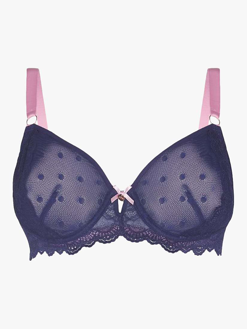 Buy Oola Lingerie Spot Mesh and Lace Non Padded Full Cup Bra, Navy/Pink Online at johnlewis.com