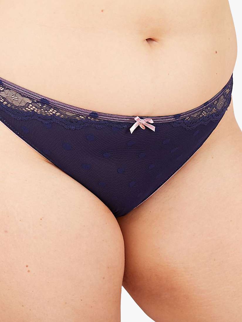 Buy Oola Lingerie Spot Mesh and Lace Bikini Knickers, Navy/Pink Online at johnlewis.com