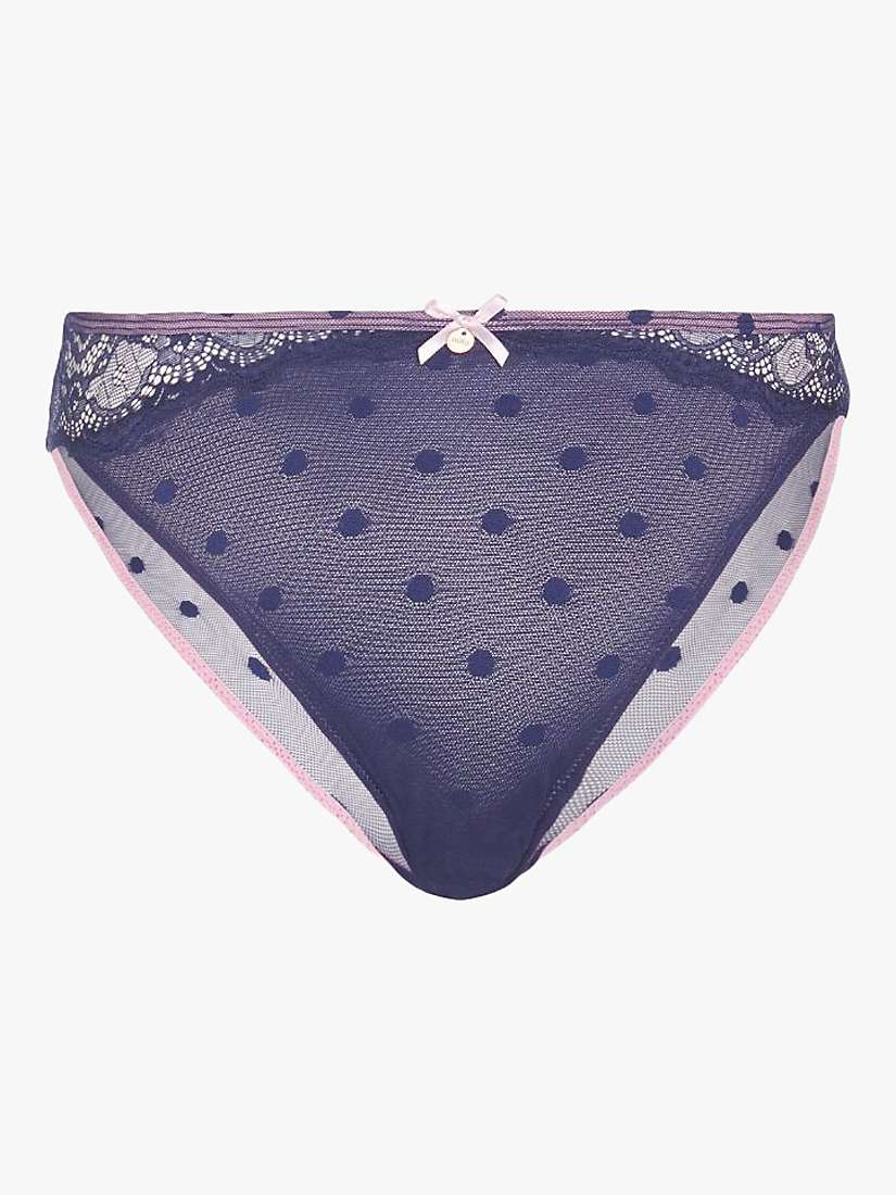 Buy Oola Lingerie Spot Mesh and Lace Bikini Knickers, Navy/Pink Online at johnlewis.com
