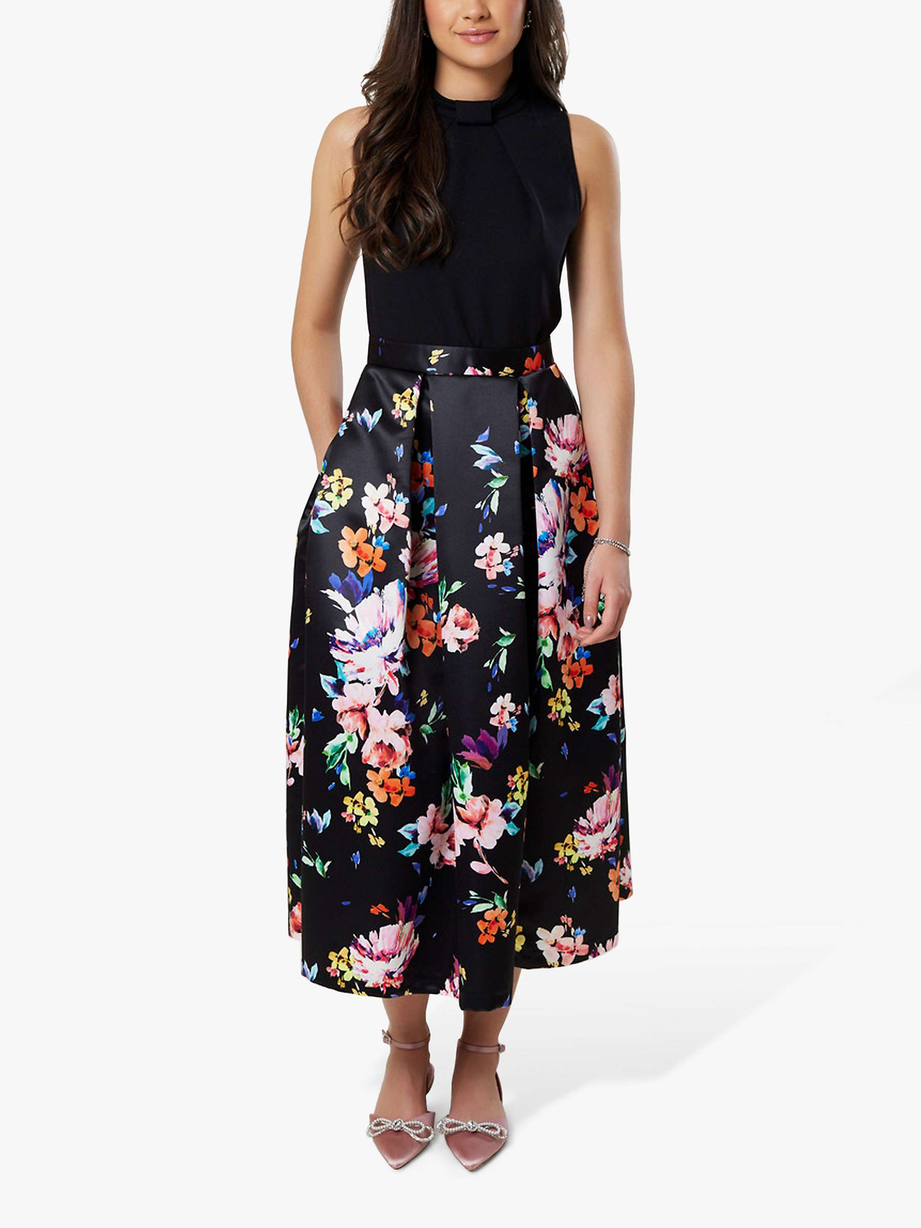 Buy Closet London Floral 2-in-1 Midi Dress, Black/Multi Online at johnlewis.com