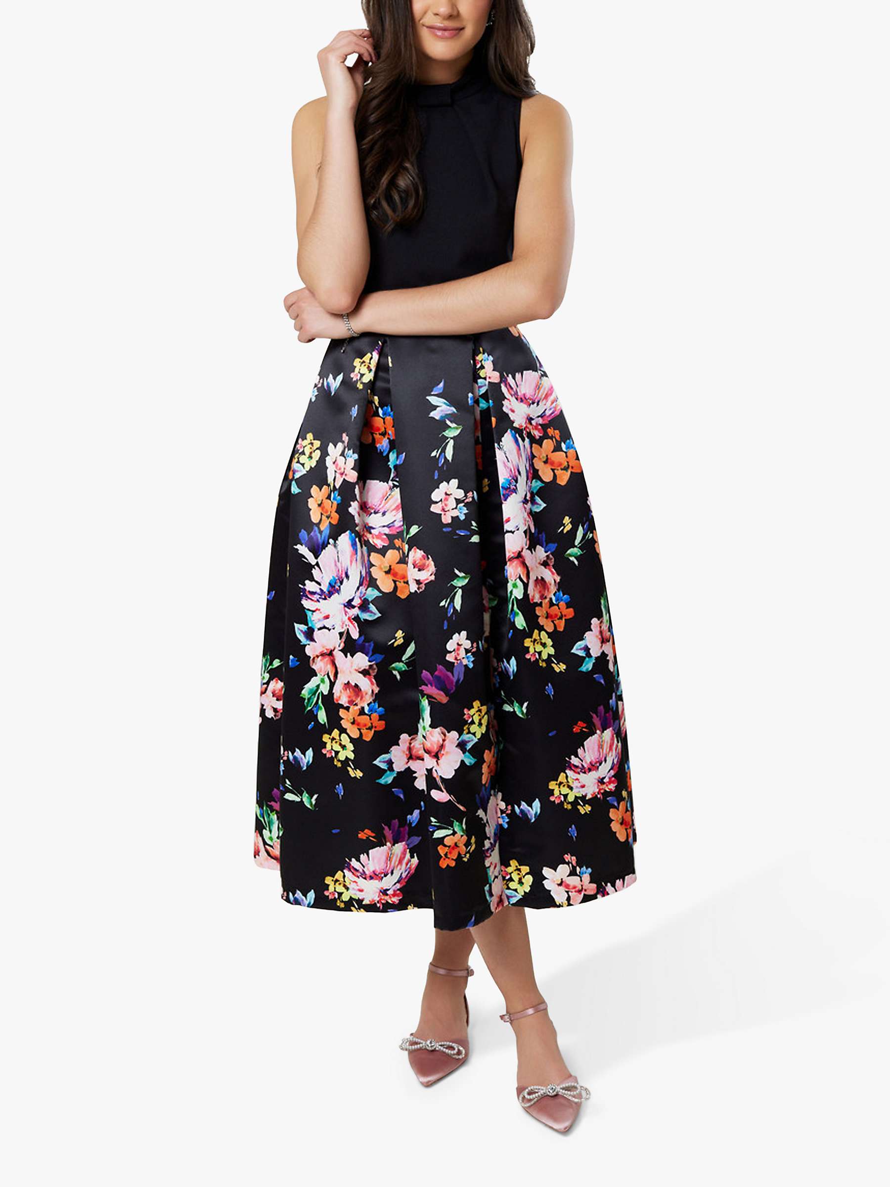 Buy Closet London Floral 2-in-1 Midi Dress, Black/Multi Online at johnlewis.com