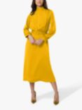 Closet London Belted High Neck Midi Dress, Mustard