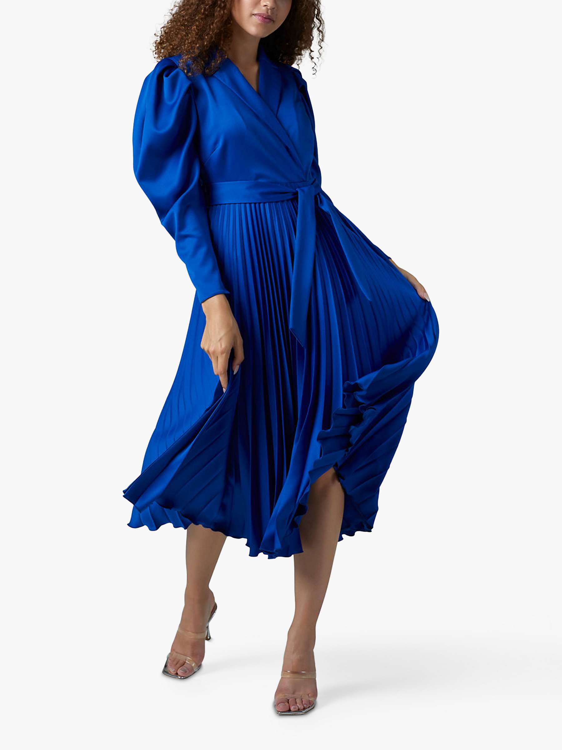 Buy Closet London Pleated Wrap Midi Dress, Blue Online at johnlewis.com