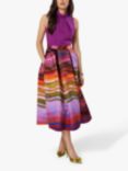 Closet London Abstract Stripe 2-in-1 Midi Dress, Magenta/Multi