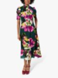 Closet London Tie Back Midi Floral Dress, Green/Multi