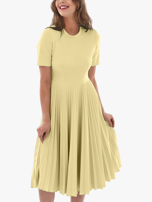 Closet London Short Sleeve Pleated Midi Dress, Yellow