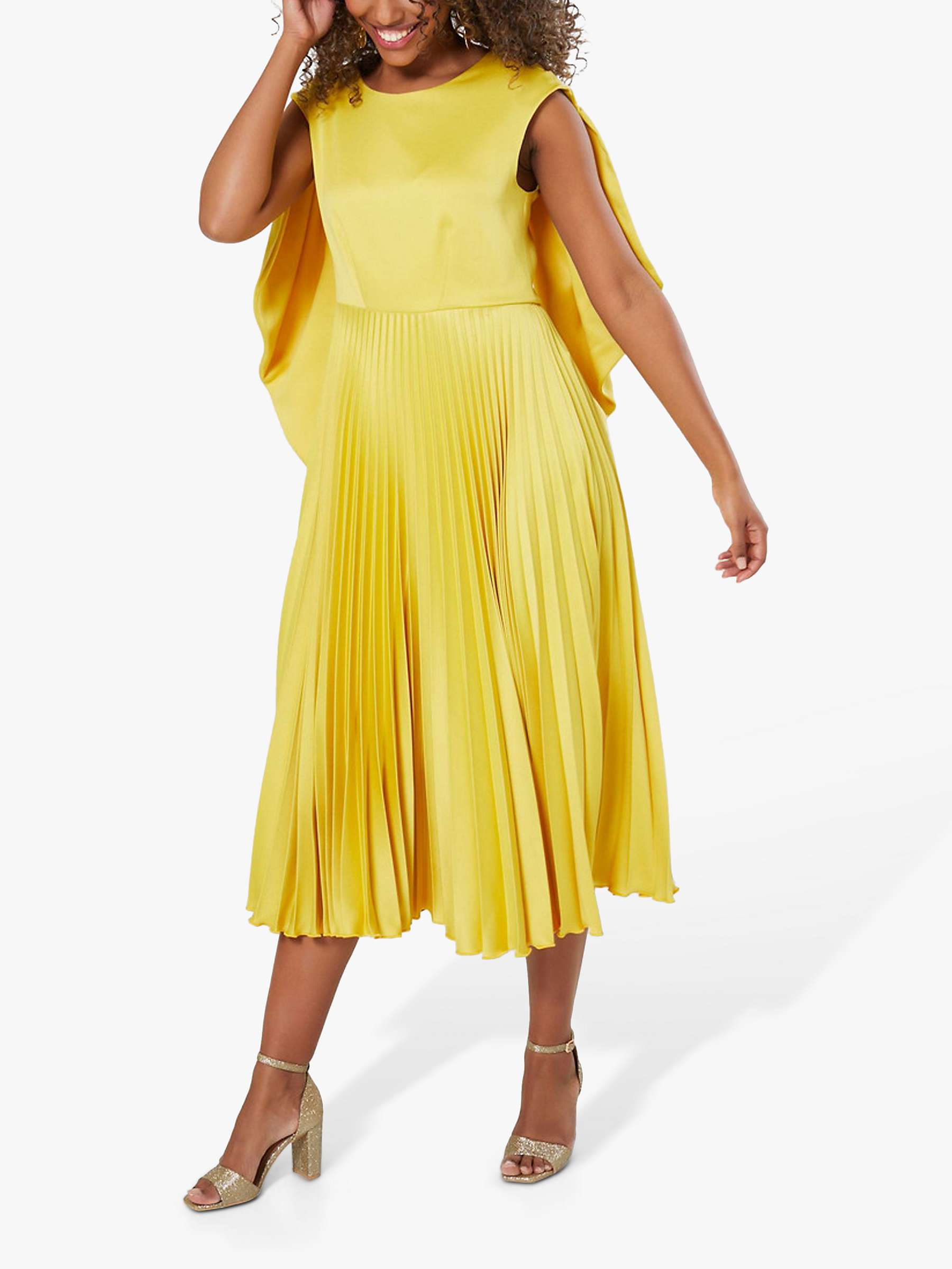 Buy Closet London Drape Scarf Pleated Midi Dress, Yellow Online at johnlewis.com