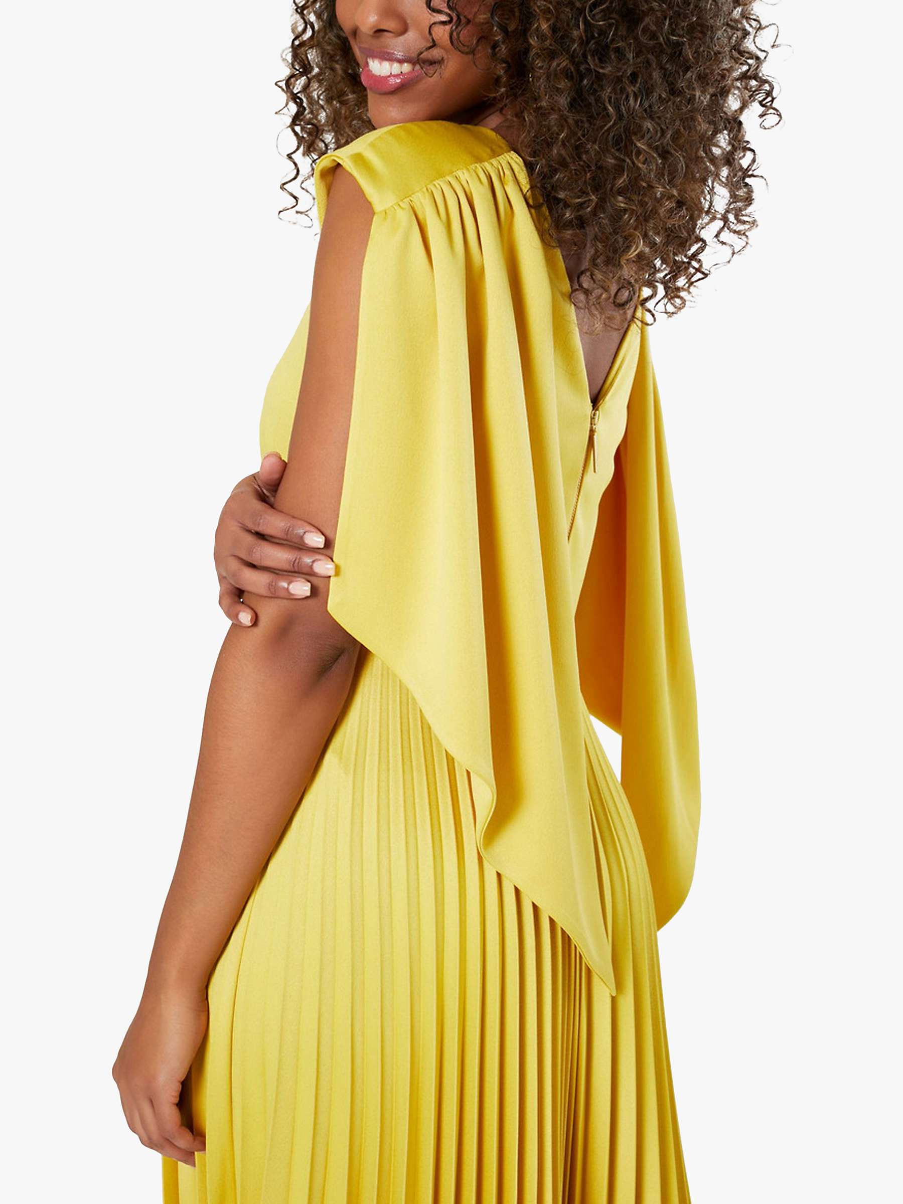 Buy Closet London Drape Scarf Pleated Midi Dress, Yellow Online at johnlewis.com