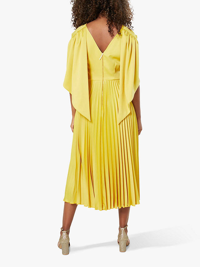 Closet London Drape Scarf Pleated Midi Dress, Yellow