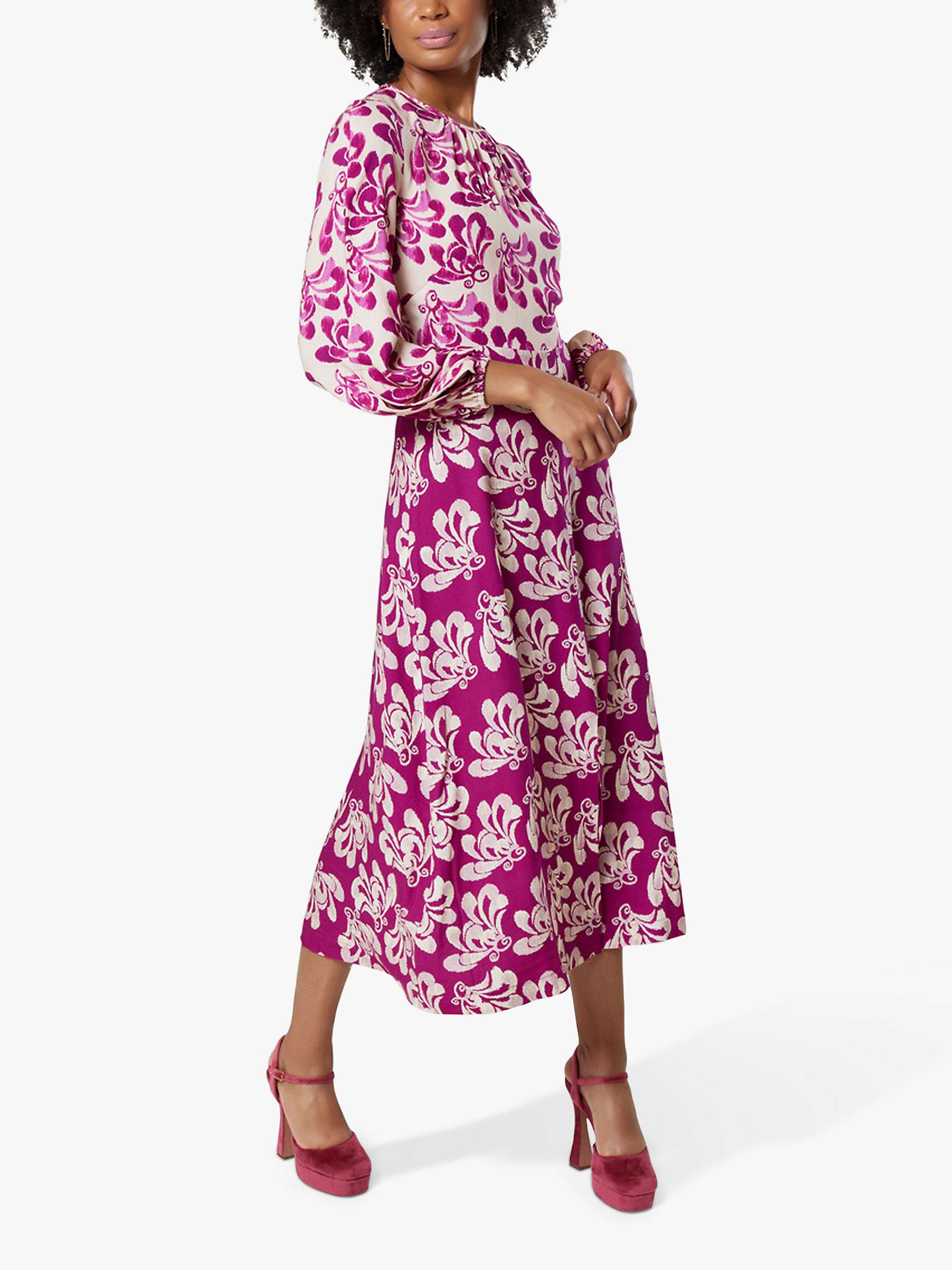 Buy Closet London Floral Print Gathered Neck Midi Dress Online at johnlewis.com