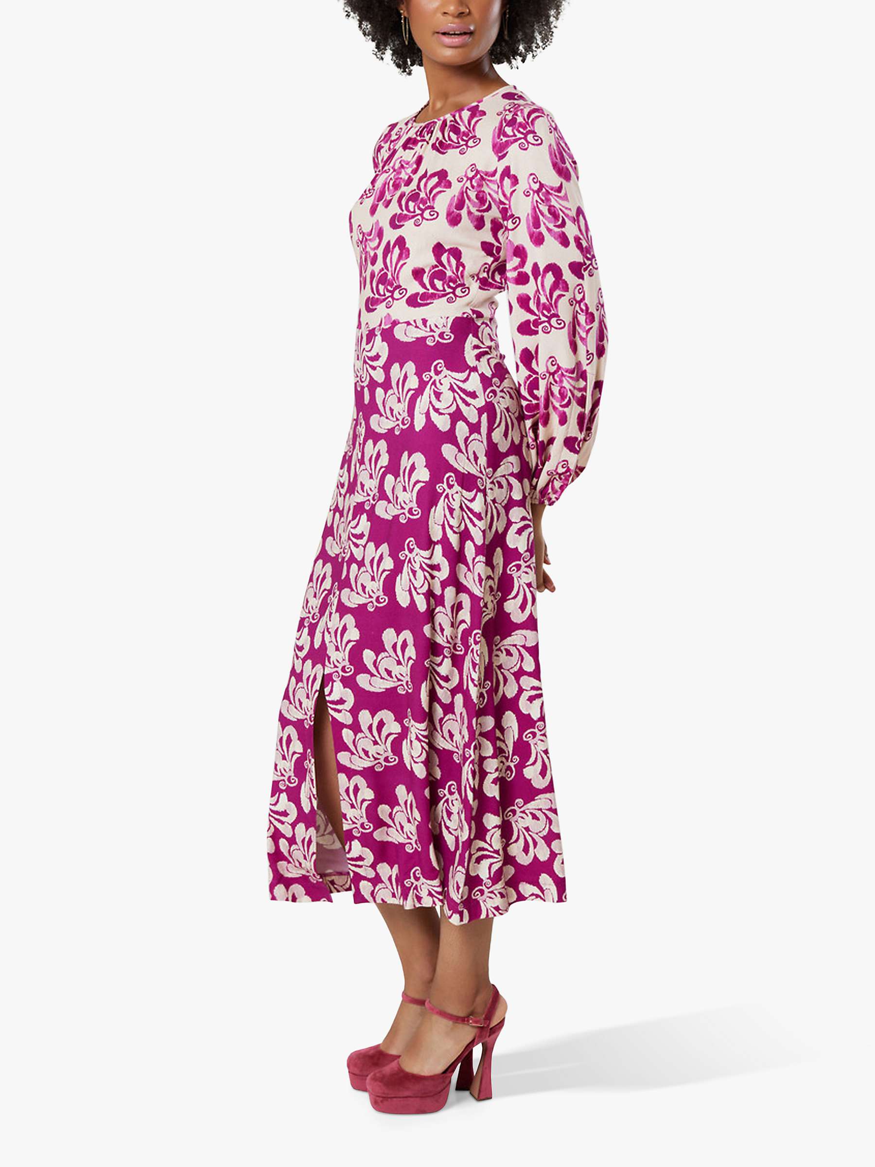 Buy Closet London Floral Print Gathered Neck Midi Dress Online at johnlewis.com
