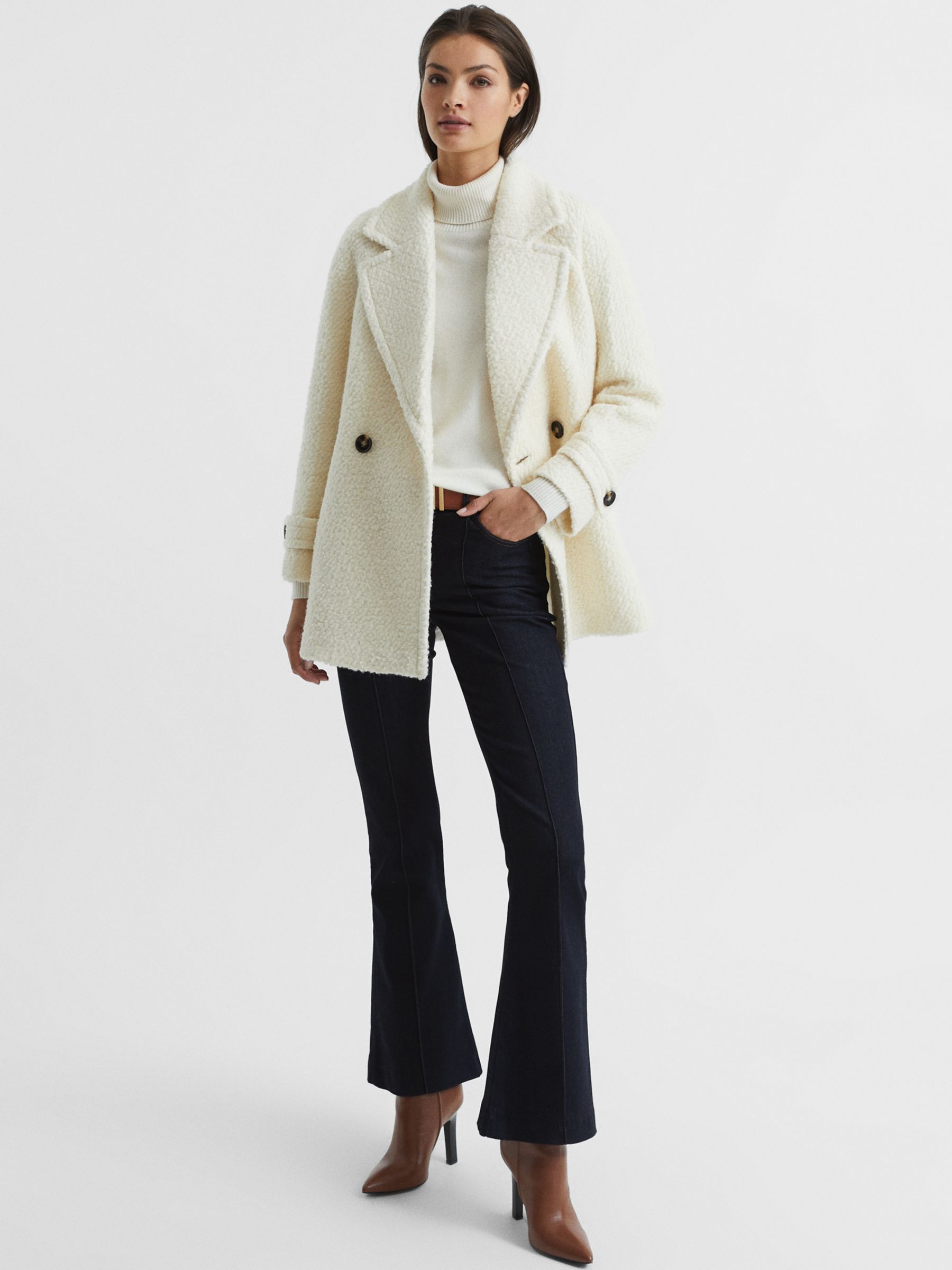 Reiss Andressa Teddy Coat, Cream at John Lewis & Partners