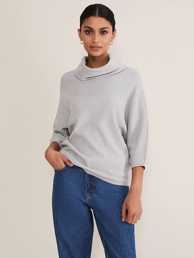 Phase Eight Camillan Cowl Neck Jumper, Pale Grey at John Lewis & Partners