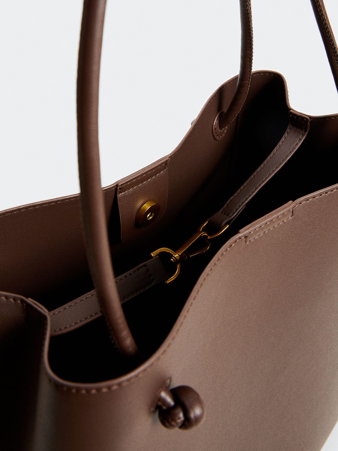 Mango Faux Leather Shoulder Bag, Dark Brown at John Lewis & Partners