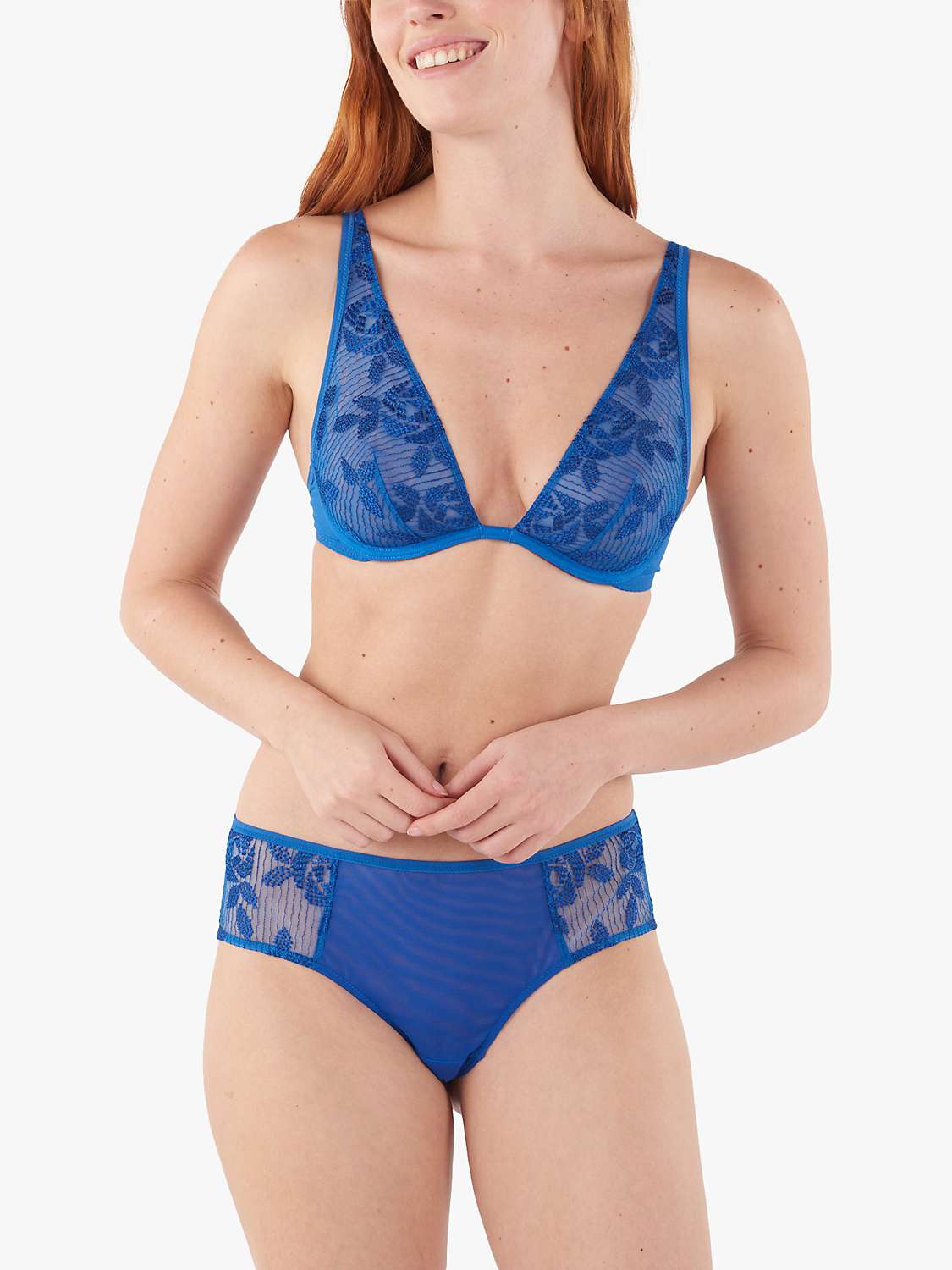 Buy Maison Lejaby Attitude Embroidered Boxer Knickers, Bleu Nomade Online at johnlewis.com