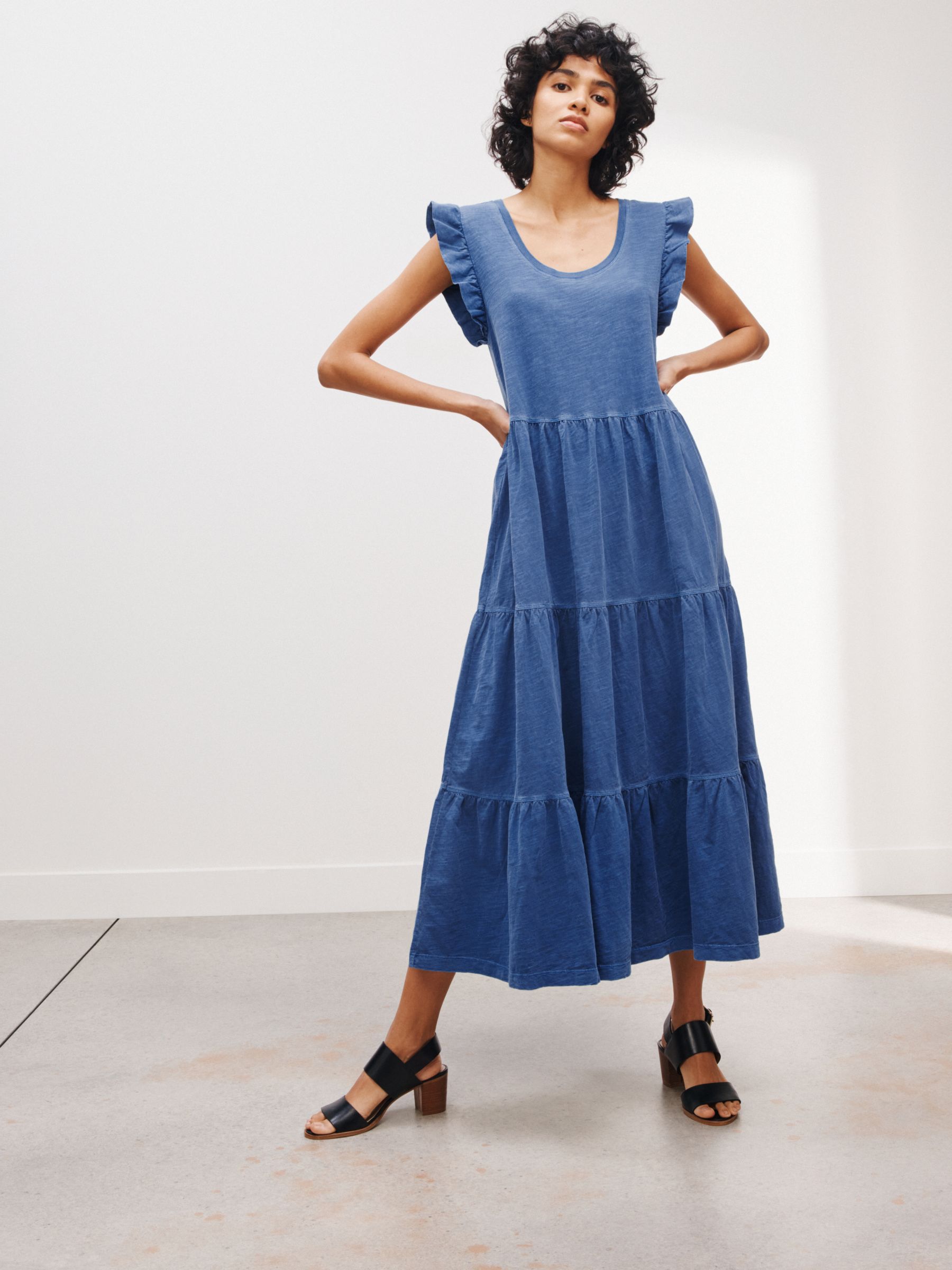 AND/OR Brooklyn Tiered Jersey Dress, Blue at John Lewis & Partners