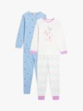 John Lewis Kids' Bunny Butterfly Pyjamas, Pack of 2