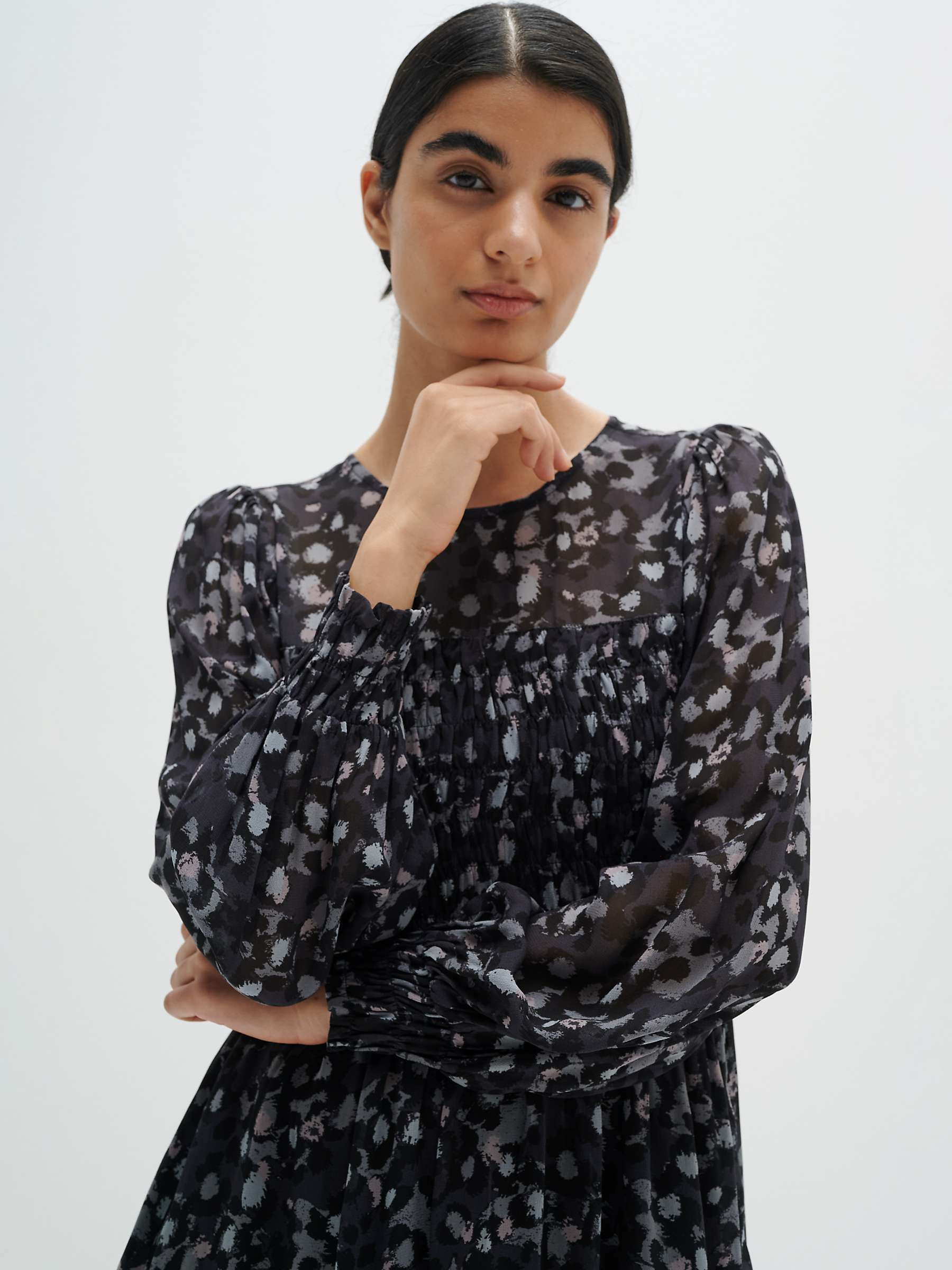 Buy InWear Fahima Long Sleeve Mini Dress, Grey Snow Dots Online at johnlewis.com