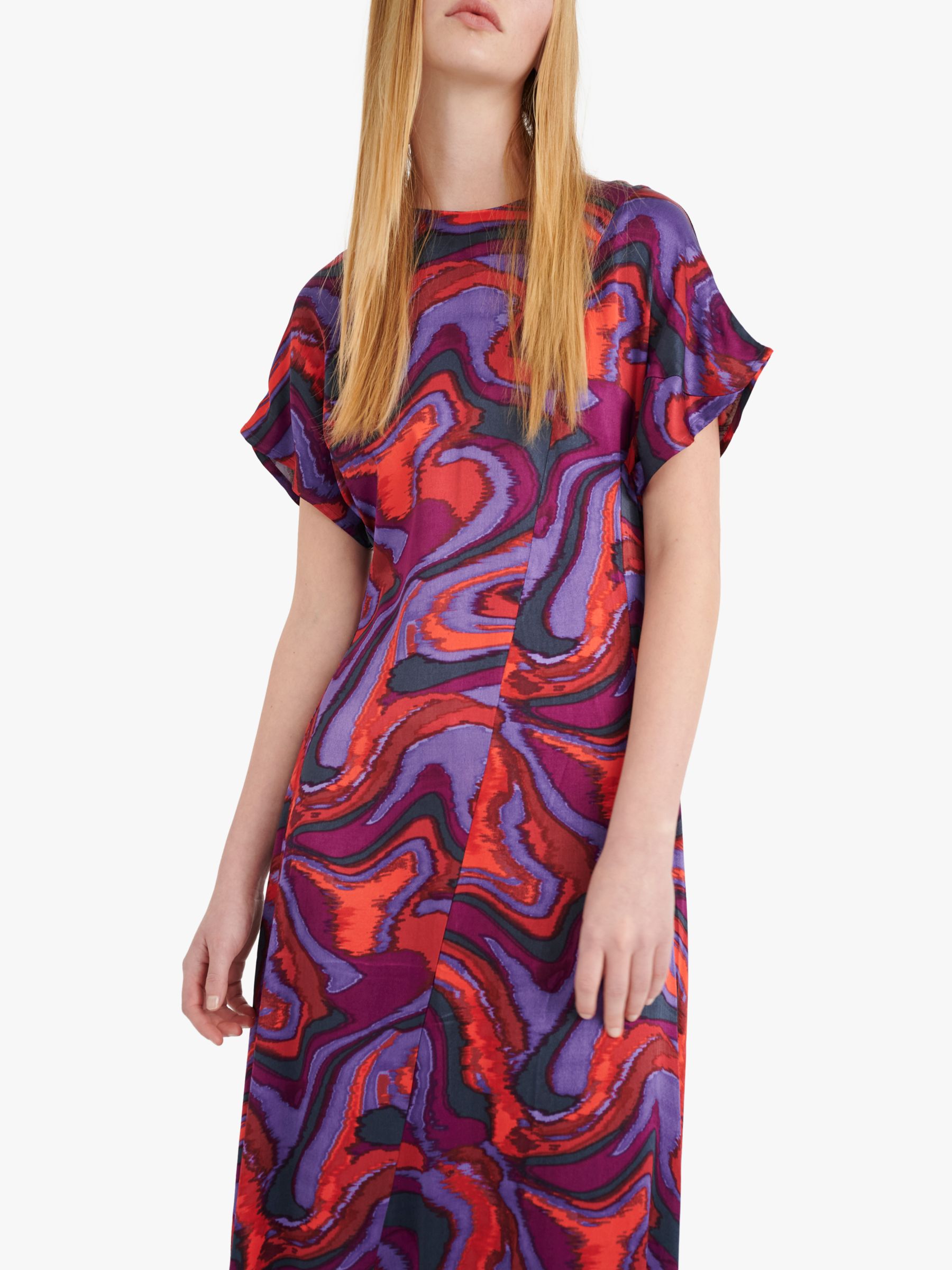 InWear Fergia Short Sleeve Midi Dress, Purple/Multi, 8