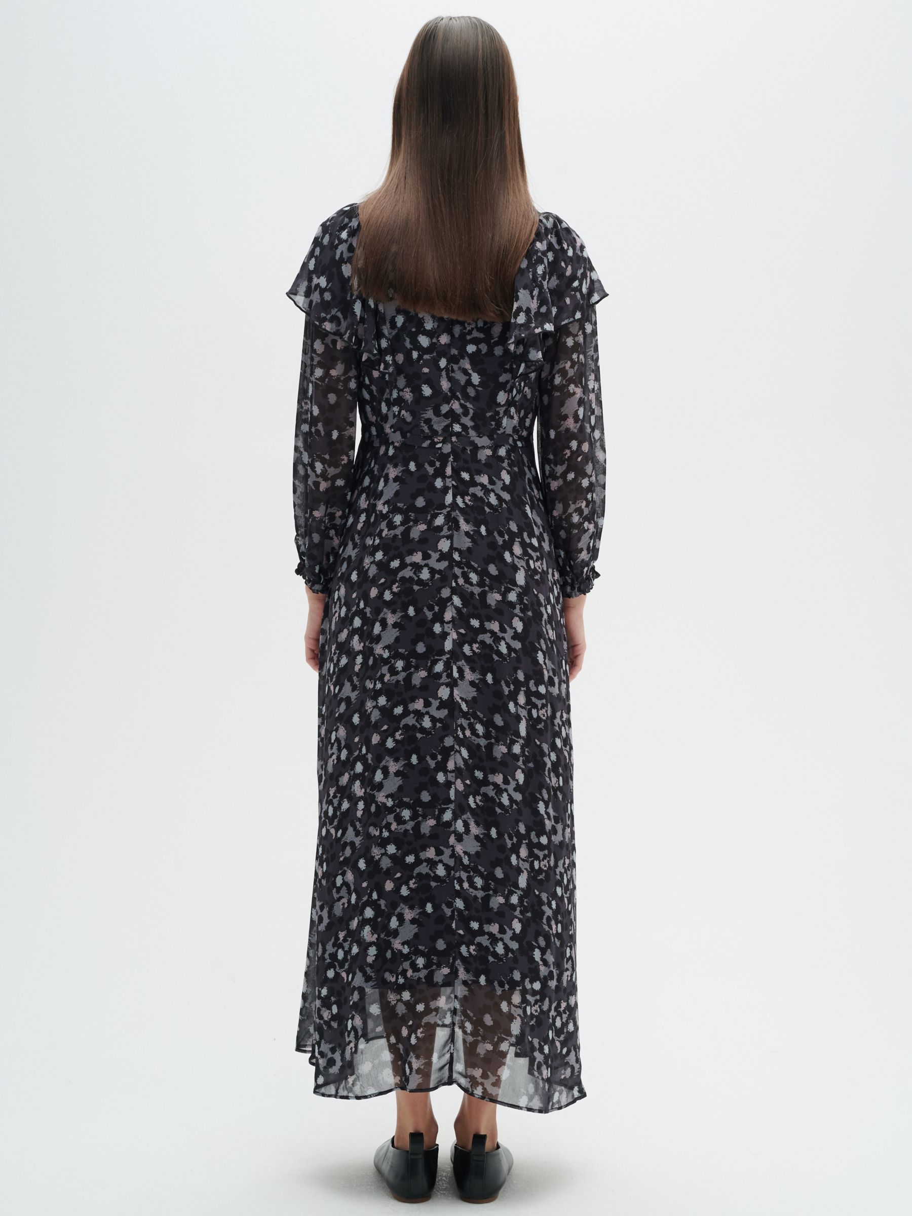 InWear Fahima Ruffle Detailed Midi Dress, Grey/Multi, 8