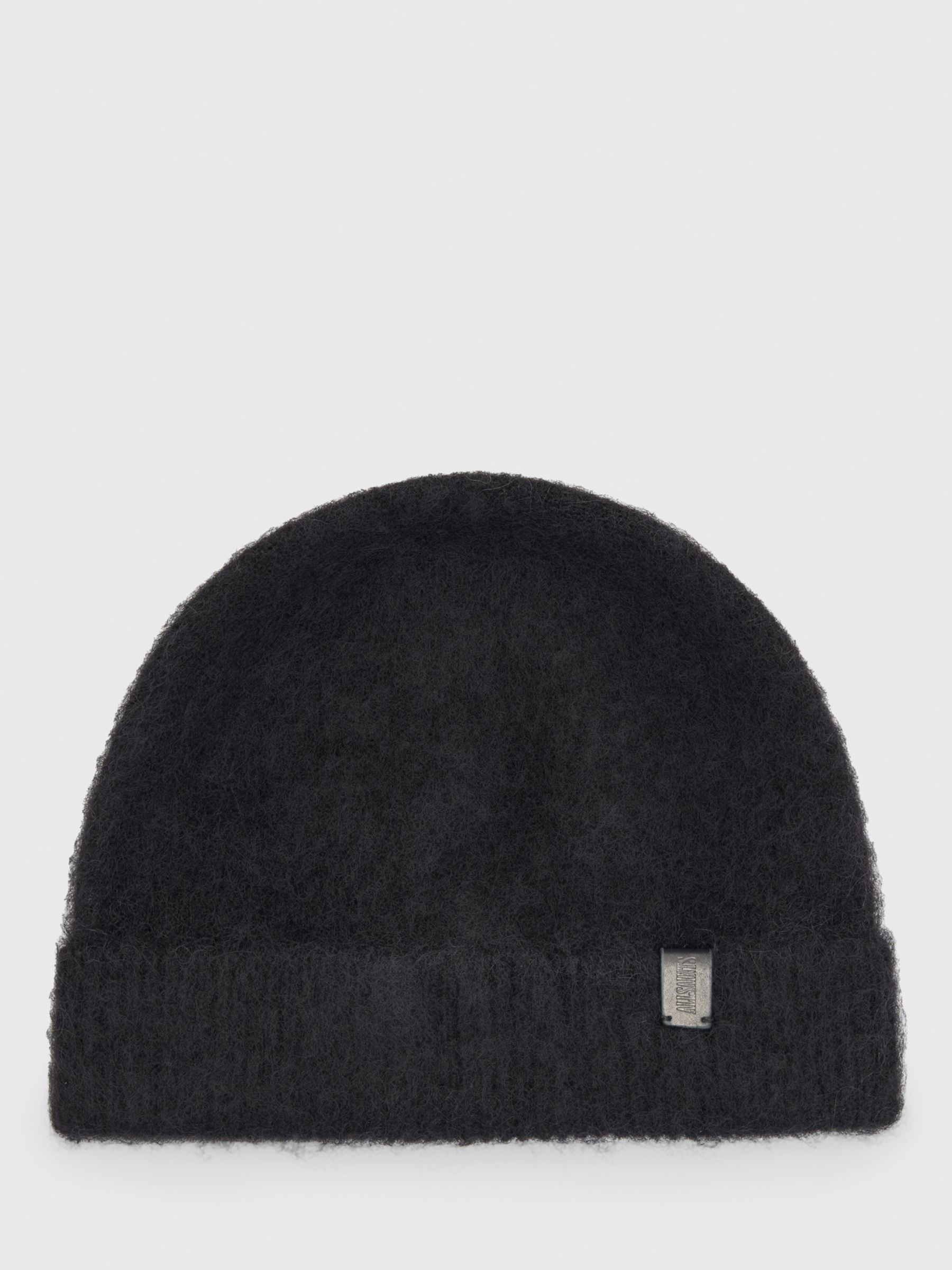 AllSaints Logan Brushed Wool Blend Hat and Scarf Set, Black at John ...