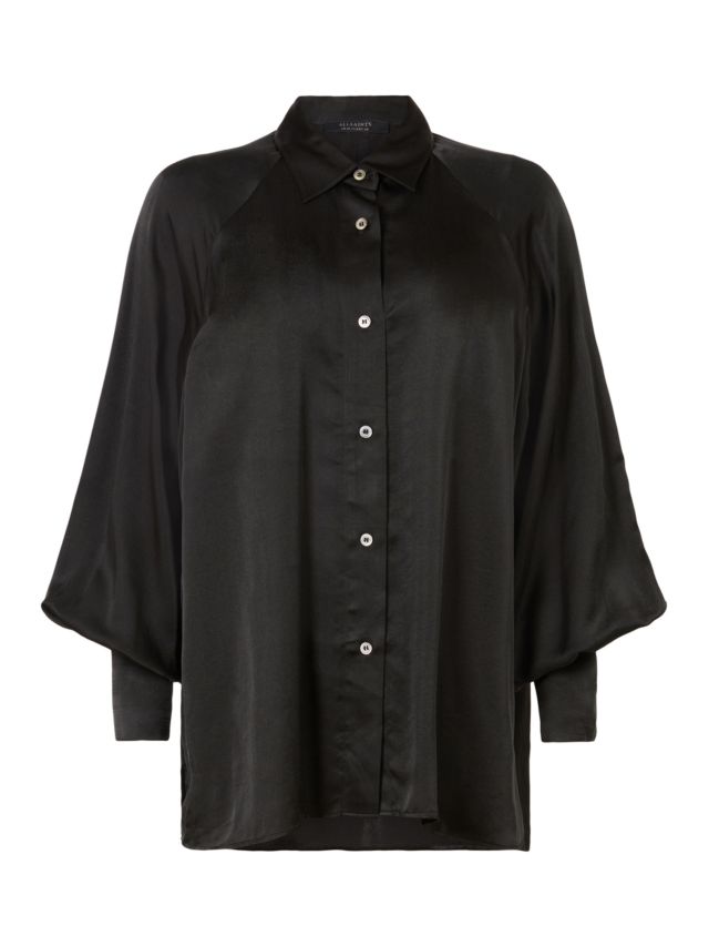 AllSaints Oana Silk Blend Shirt, Black, 6
