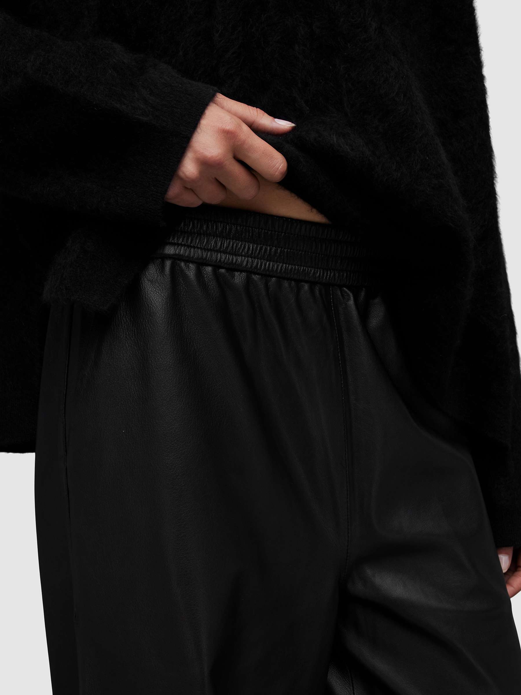 Buy AllSaints Aspen Leather Trousers, Black Online at johnlewis.com
