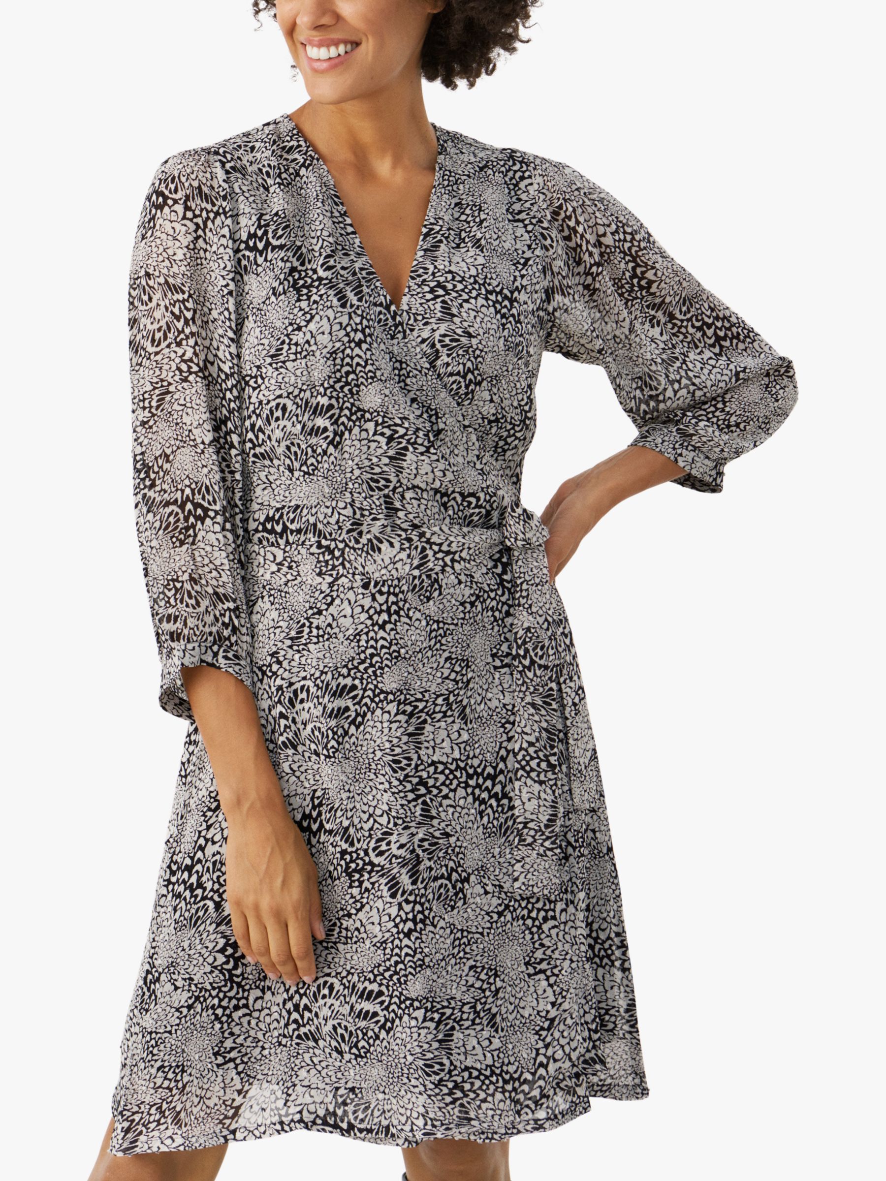 Buy Part Two Trine Relaxed Fit 3/4 Sleeve Mini Dress, Black Online at johnlewis.com