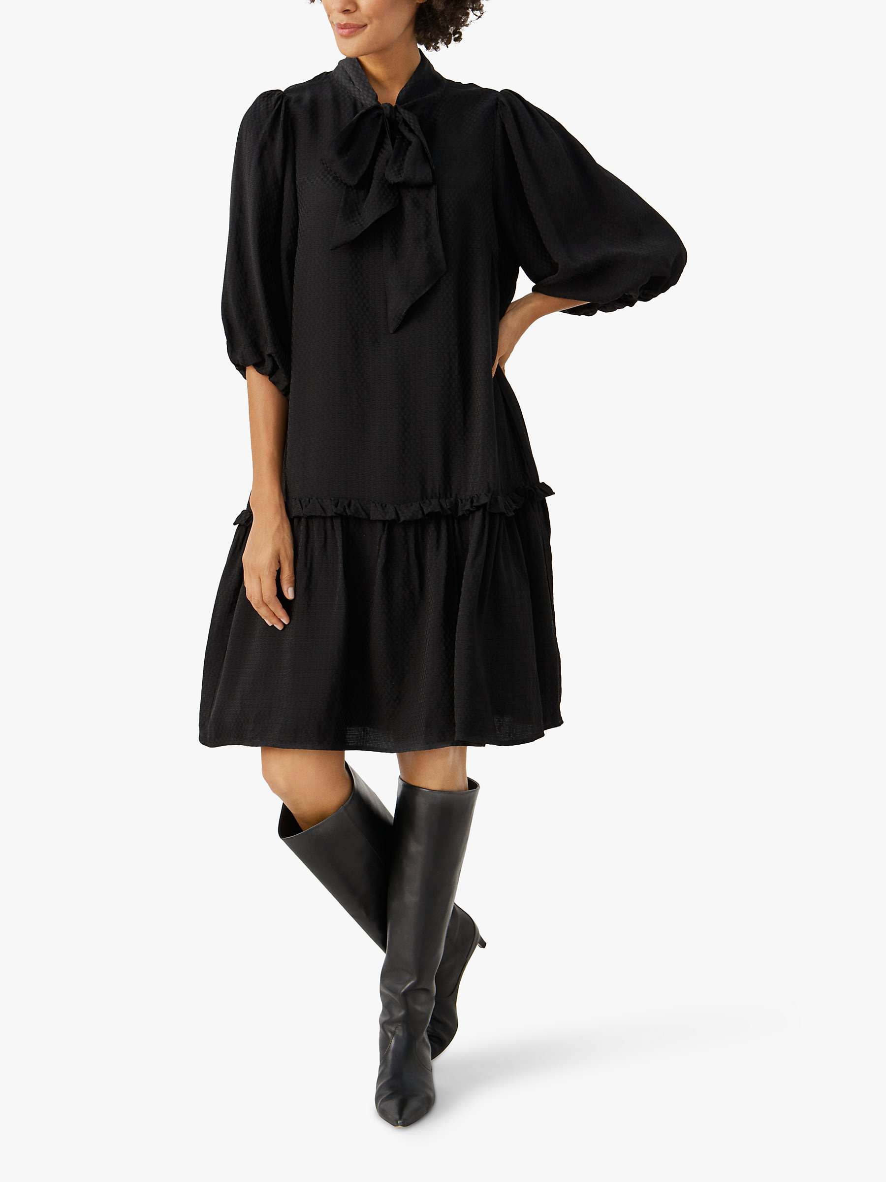 Buy Part Two Tisha Relaxed Fit Half Sleeve Knee Length Dress, Black Online at johnlewis.com