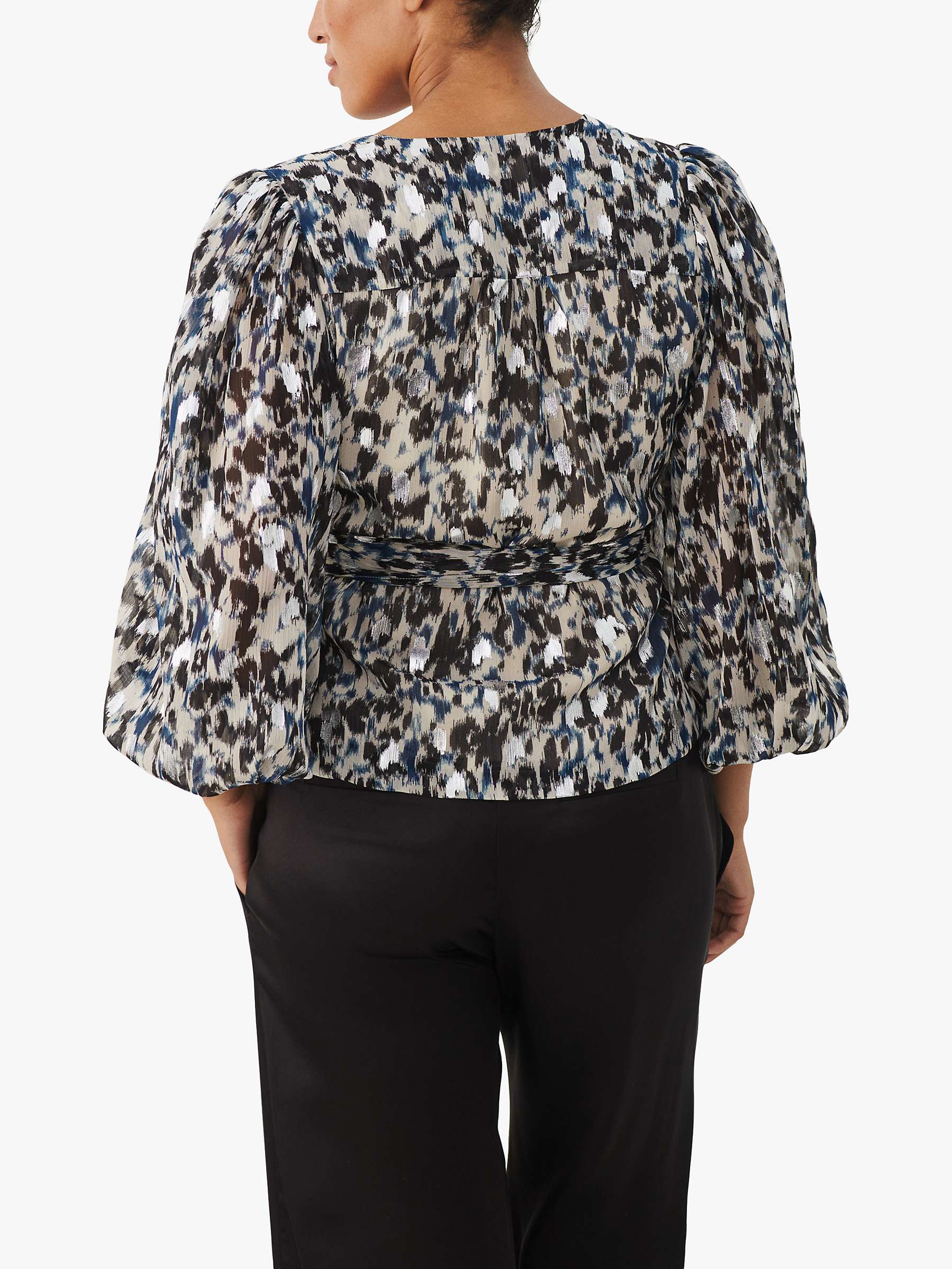 Buy Part Two Tria Regular Slim Fit Blouse, Texture Print Silver Online at johnlewis.com