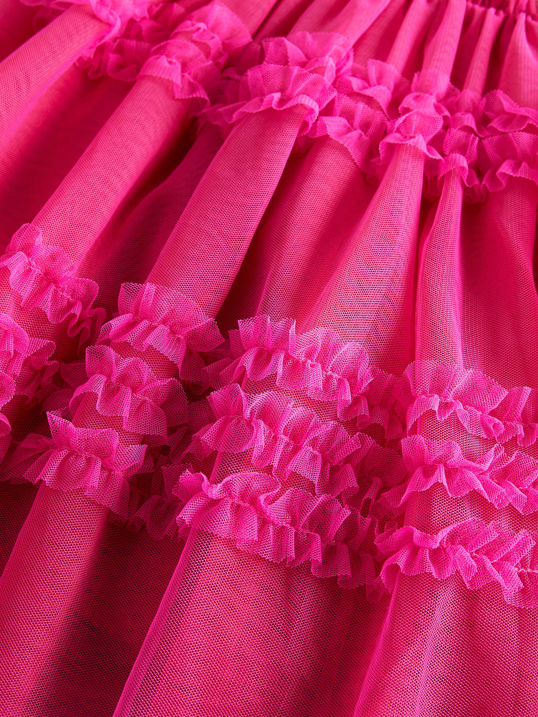Mini Boden Kids' Ruffle Tulle Skirt, Shocking Pink at John Lewis & Partners