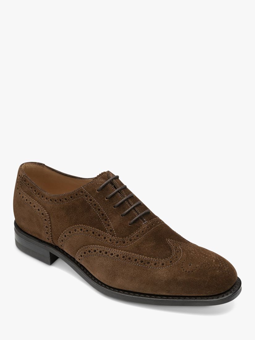 Loake 302 Wide Fit Suede Brogues, Brown, 6W