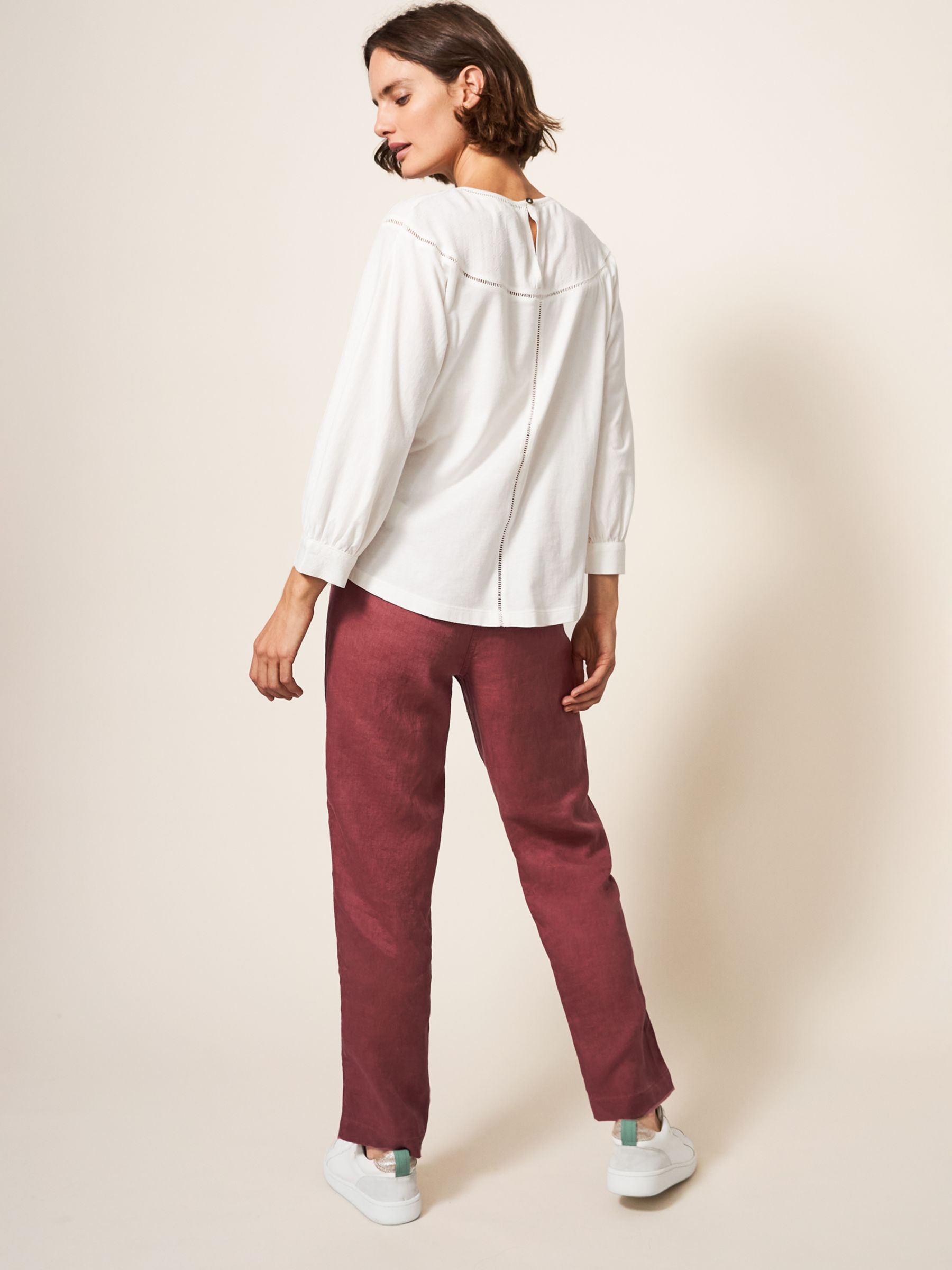 Buy White Stuff Petite Rowena Linen Trousers, Dark Plum Online at johnlewis.com