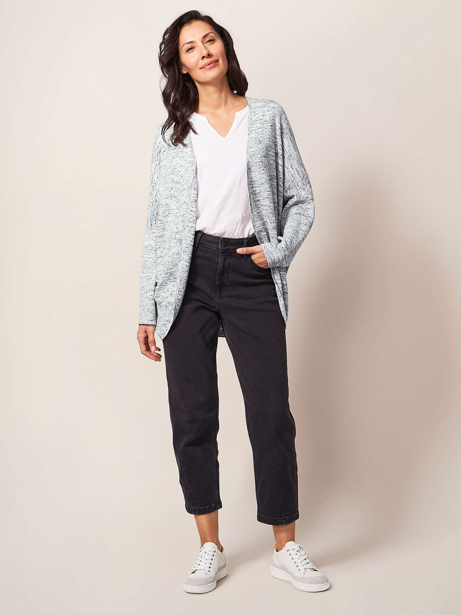 White Stuff Cocoon Linen Blend Cardigan, Mid Grey at John Lewis & Partners