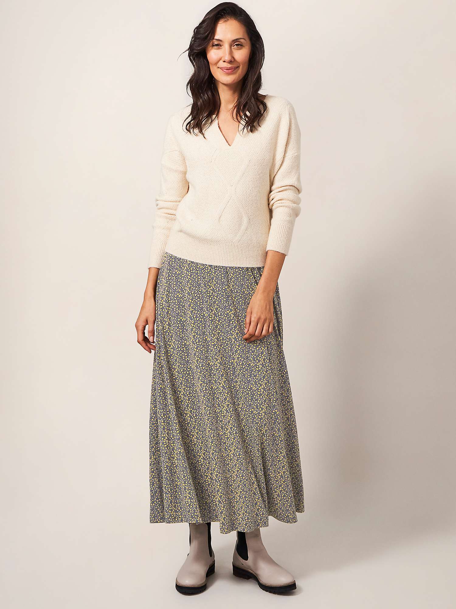 Buy White Stuff Jada Floral Maxi Skirt, Grey Multi Online at johnlewis.com