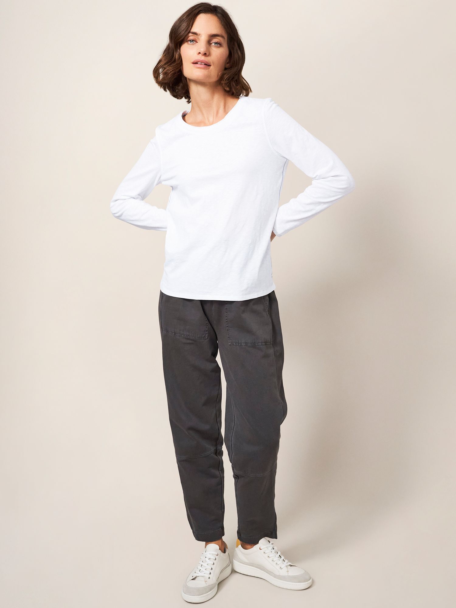 White Stuff Annabel Cotton Long Sleeve Top, White at John Lewis & Partners