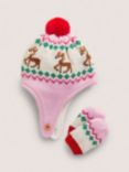 Mini Boden Baby Fair Isle Reindeer Hat & Mittens Set