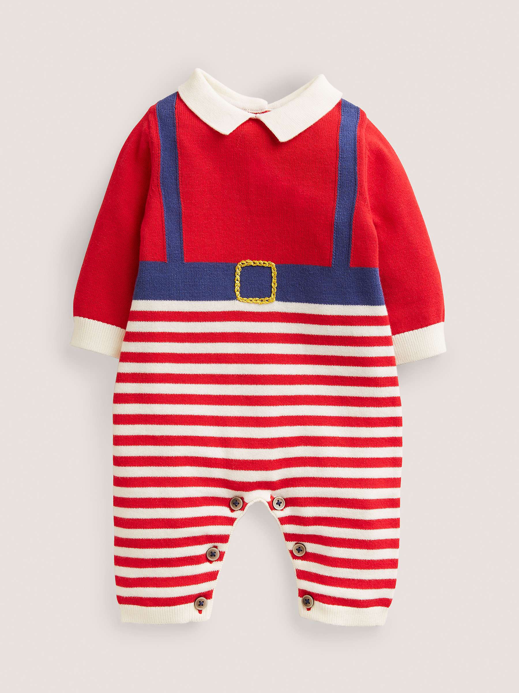 Buy Mini Boden Baby Santa Cotton Knitted Romper, Rockabilly Red Online at johnlewis.com
