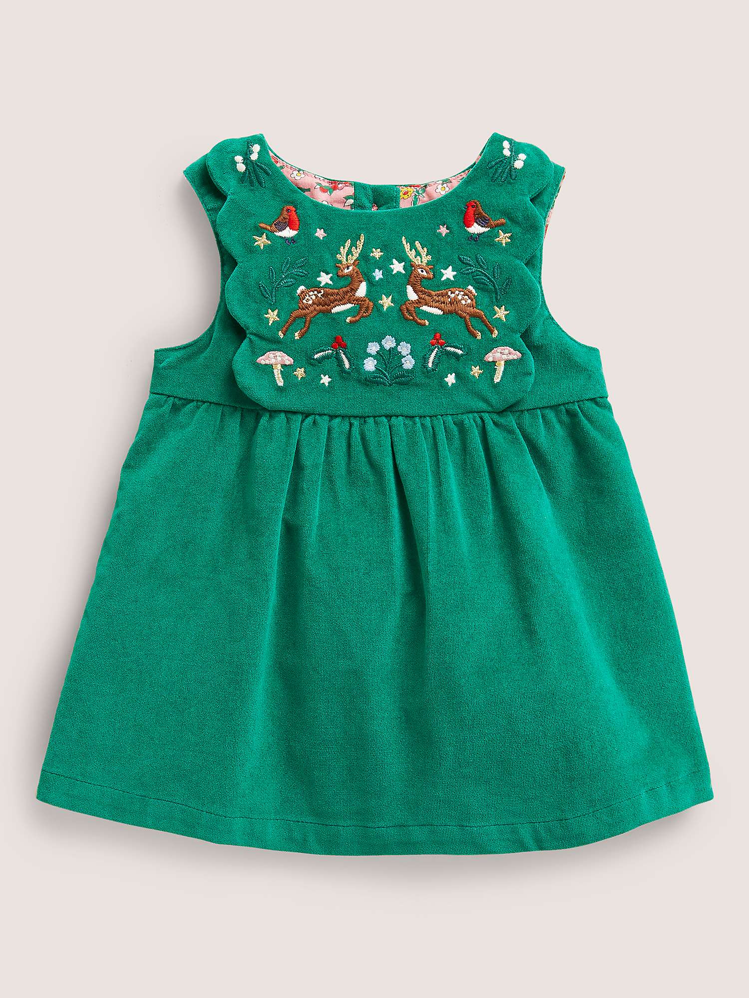 Buy Mini Boden Baby Festive Velvet Dress, Green Online at johnlewis.com