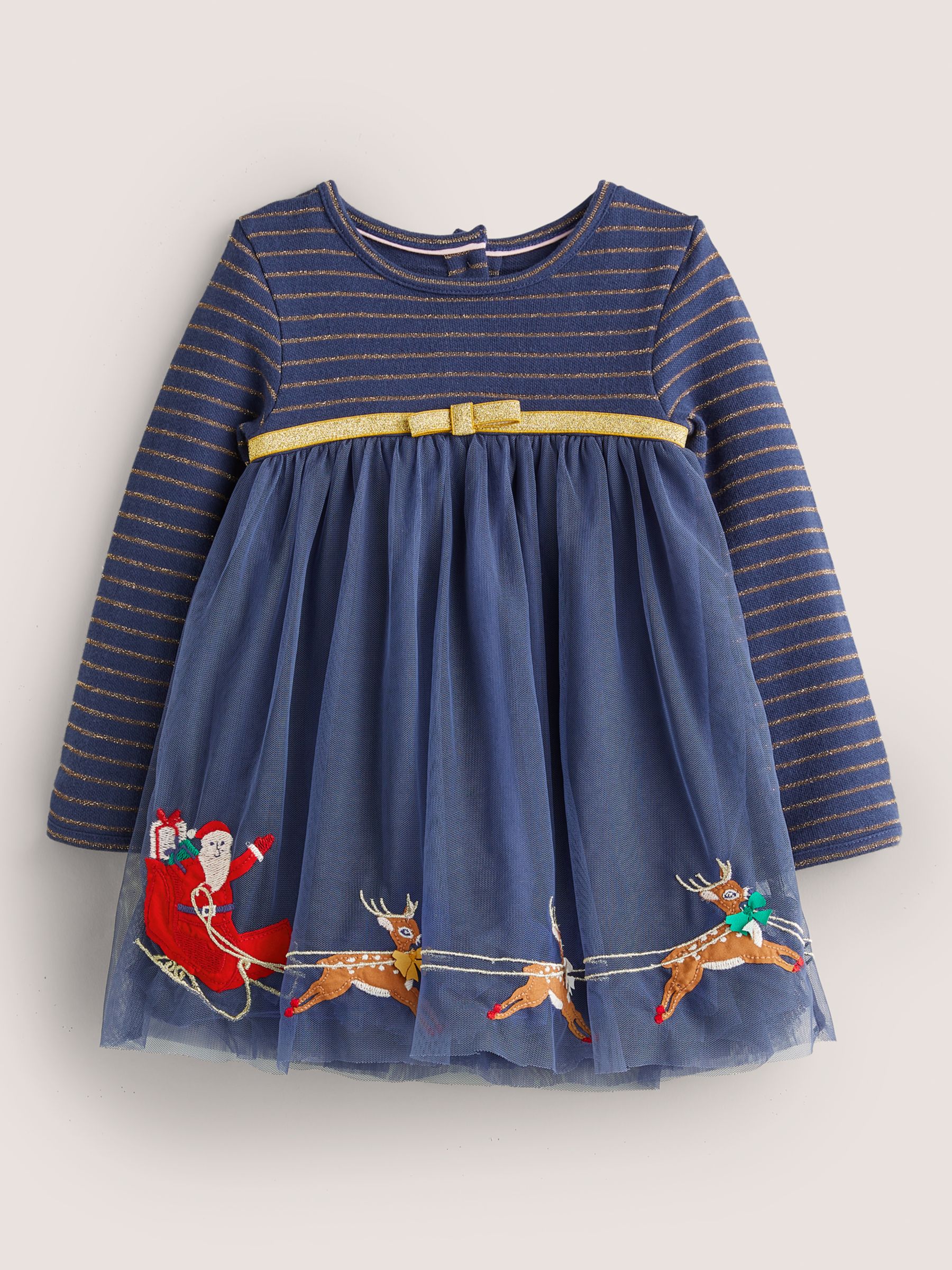 Mini Boden Baby Tulle Christmas Party Dress, Navy