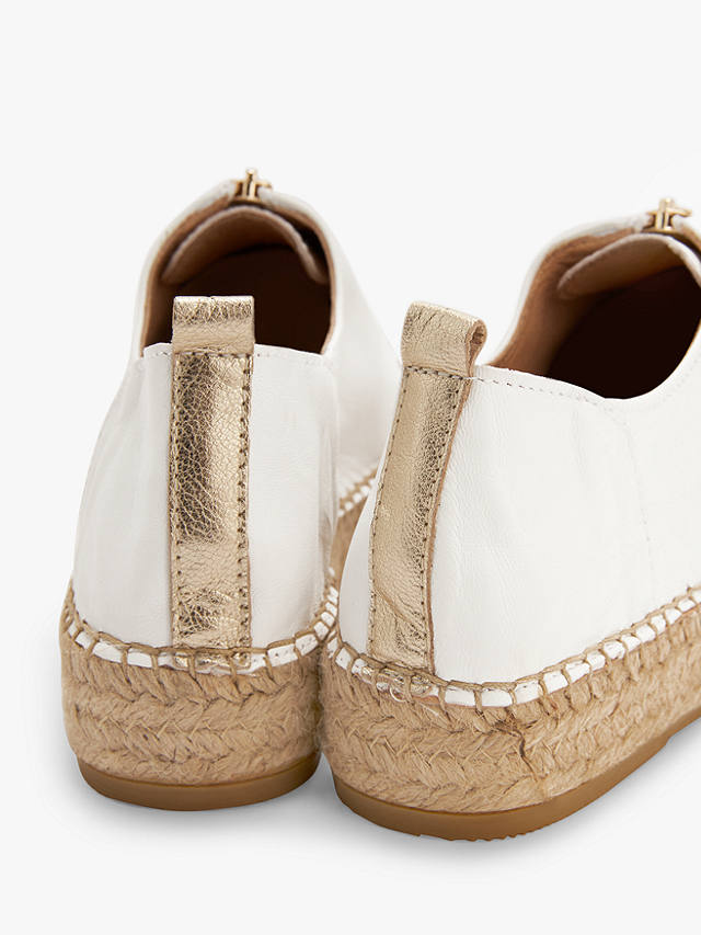 John Lewis Koko Leather Flatform Espadrilles, White Leather