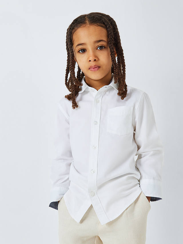 John Lewis Heirloom Collection Textured Cotton Long Sleeve Shirt, White