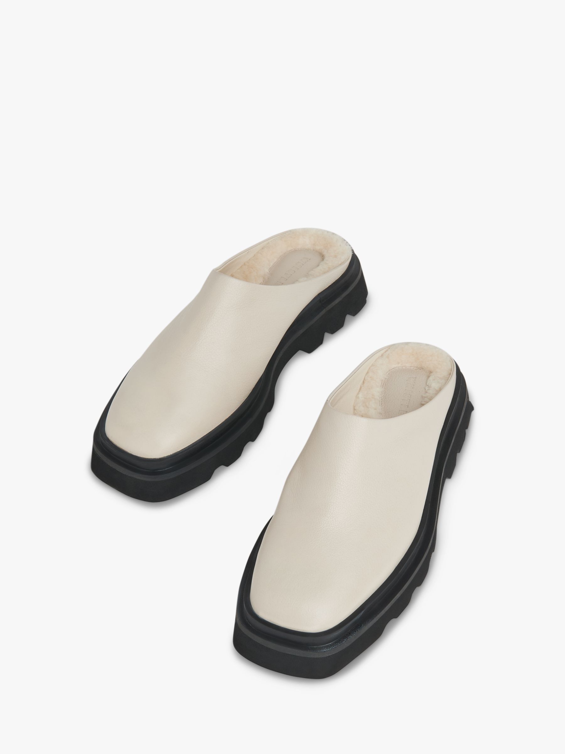 Whistles Lanie Shearling Lined Mules, Ivory at John Lewis & Partners