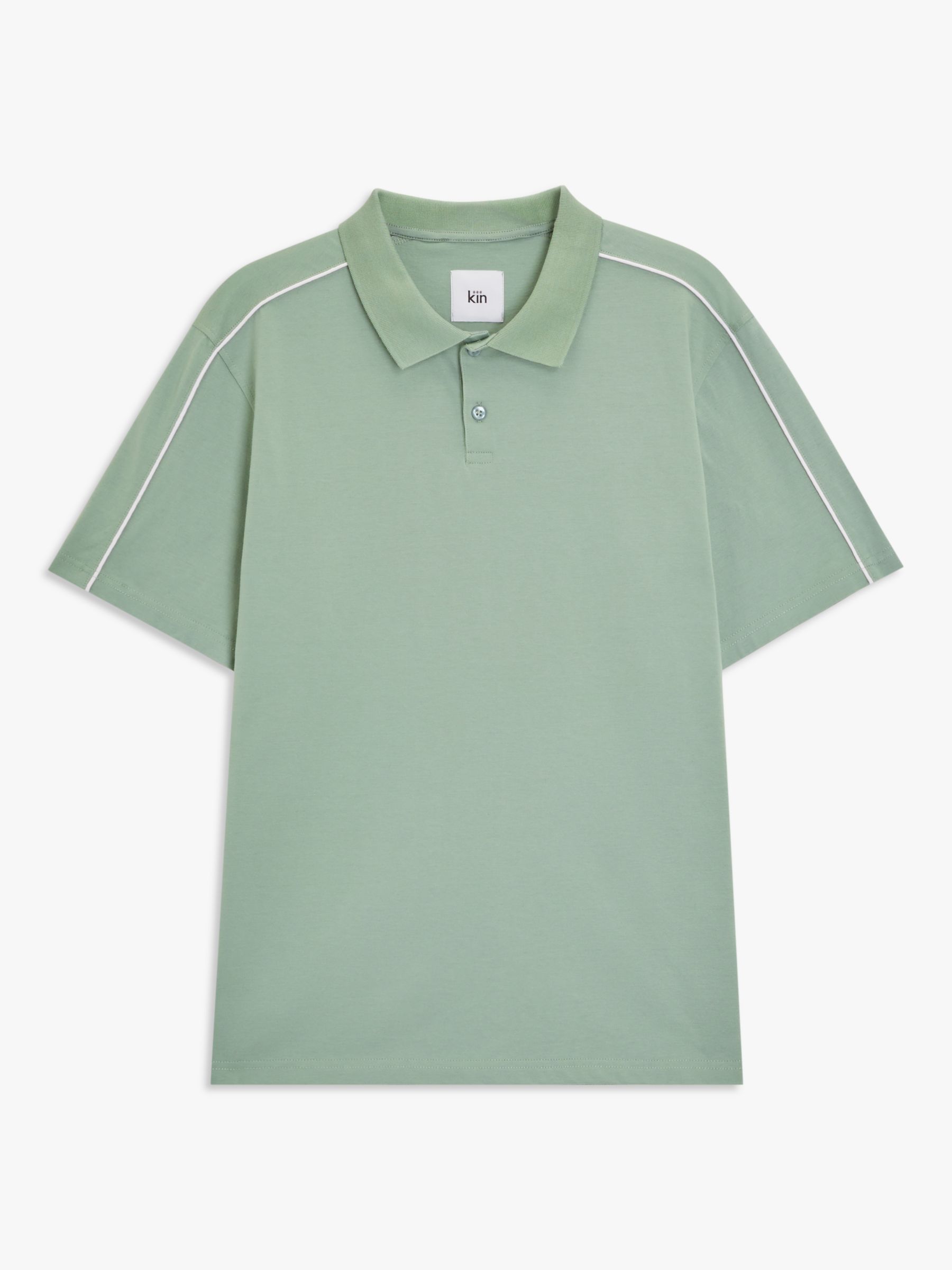 Kin Contour Short Sleeve Polo Shirt, Green at John Lewis & Partners