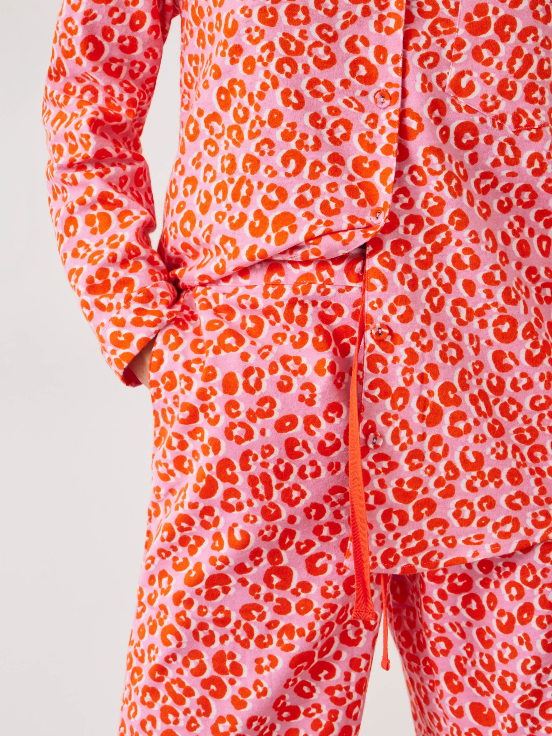 Buy HUSH Liv Animal Print Cotton Flannel Pyjama Bottoms, Pink/Red Online at johnlewis.com