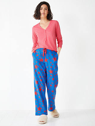 HUSH Liv Star Print Pyjama Bottoms, Blue