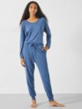 hush Ayla Scoop Neck Jersey Pyjama Set, Blue Grey