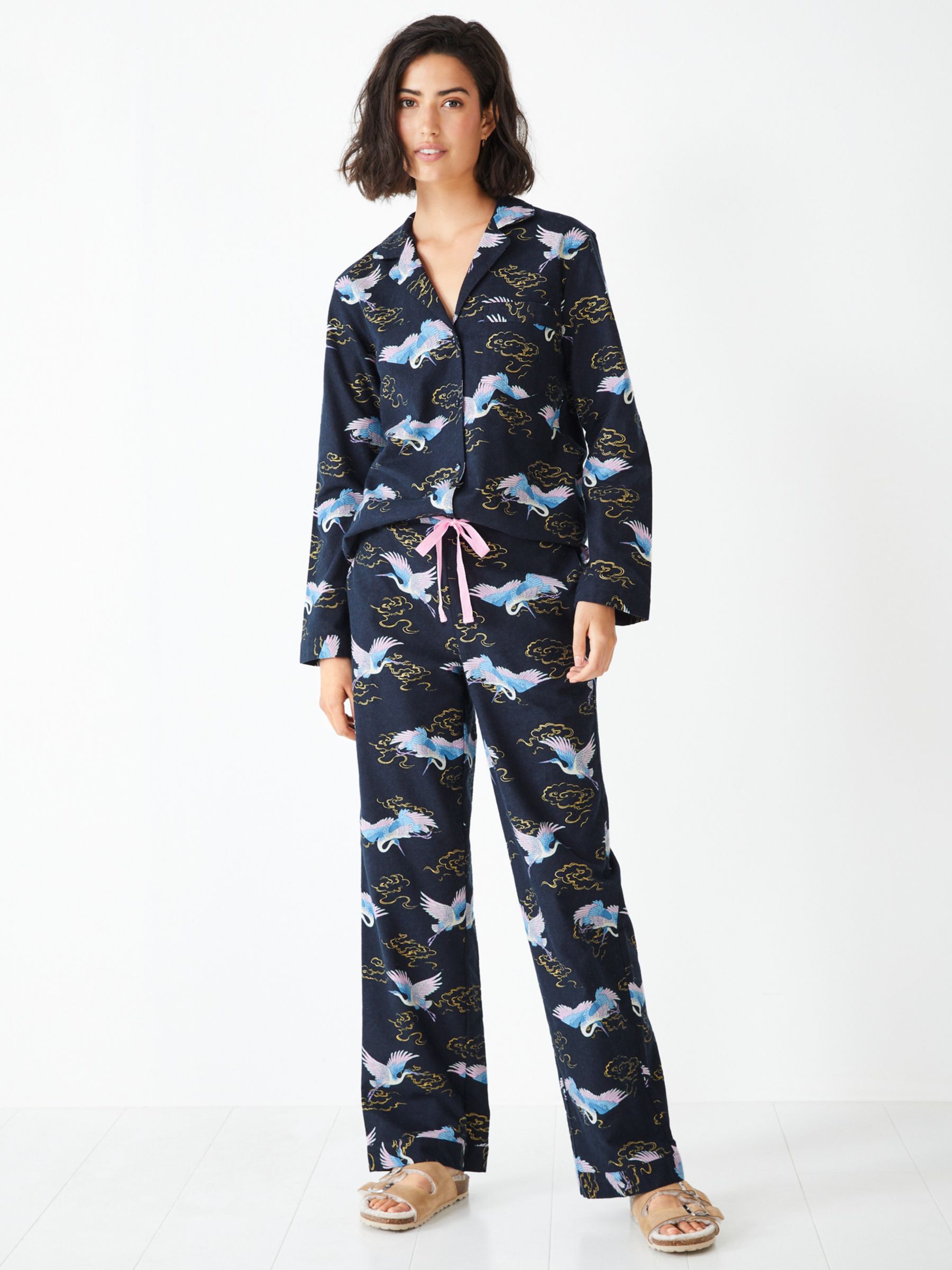 19 Momme Animal Printed Womens Navy Blue Tiger Silk Pajamas Set