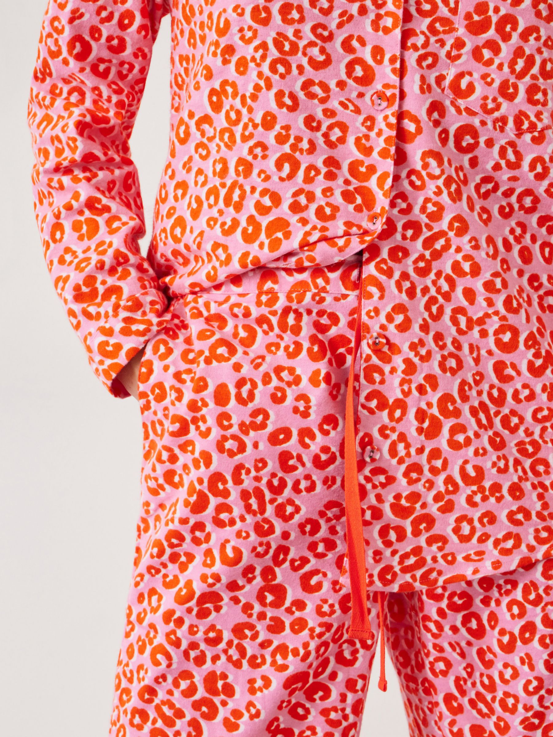 Buy HUSH Liv Leopard Print Shirt Pyjama Set, Pink Online at johnlewis.com